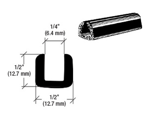 CRL Rubber Glazing Channel for 1/4" Material - 1/2" Height