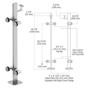 CRL Brushed Stainless 42" P3 Series 180 Degree Center Post Railing Kit