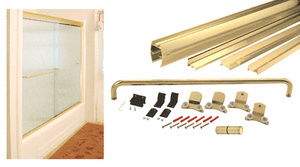 CRL Brite Gold Anodized 60" x 80" Cottage DK Series Sliding Shower Door Kit with Metal Jambs for 3/8" Glass