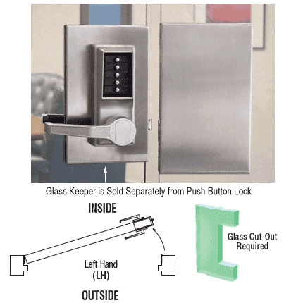 CRL Brushed Stainless 6" x 10" LH Center Push Button Lock with Housing