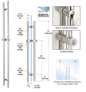 CRL 316 Polished Stainless 72" Locking Ladder Pull