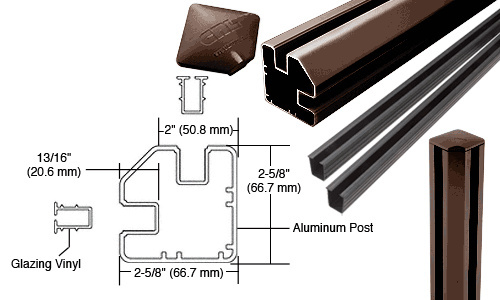 CRL Bronze AWS 2" x 2-5/8" Rectangular 90 Degree 36" Corner Post Kit