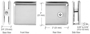 CRL Polished Chrome Beveled Hole-in-Glass Style Wall Mount Heavy-Duty Glass Clamp