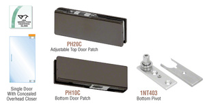 CRL Black Bronze Anodized North American Patch Door Kit for Use with Overhead Door Closer - Without Lock