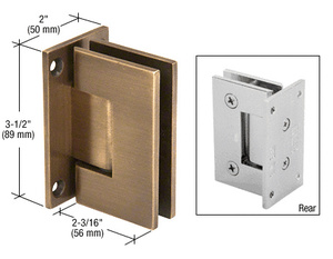 CRL Antique Brass Geneva 037 Series Wall Mount Full Back Plate Standard Hinge