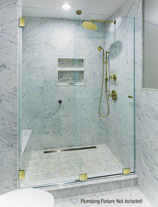 CRL Polished Brass Essence® Series Basic Sliding Shower Door Kit with Squared Corner Rollers