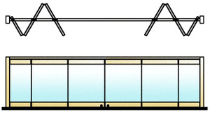 CRL Polished Brass 6-Panel Bipart Overhead Track Half Bi-Fold Door Configuration