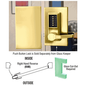 CRL Polished Brass 6" x 10" RHR Center Push Button Lock With Housing