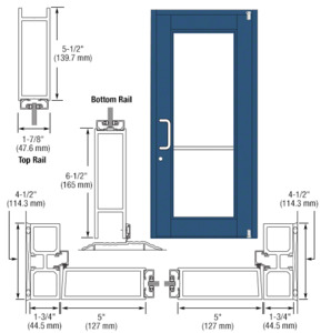 CRL-U.S. Aluminum Custom KYNAR® Paint Custom Single Series 850 Durafront Wide Stile Offset Pivot Entrance Door for Surface Mount Door Closer
