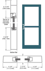 CRL-U.S. Aluminum Custom KYNAR® Paint IG500 Series Custom Single StormFront™ Butt Hinged Entrance for Panic and Overhead Concealed Closer