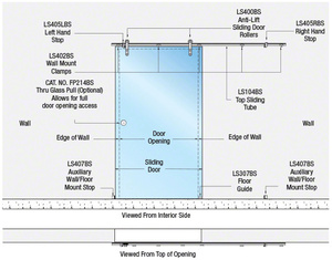 CRL 316 Brushed Stainless Laguna Series Wall Mount Single Slider