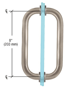 CRL Brushed Nickel 8" Back-to-Back Solid Brass 3/4" Diameter Pull Handles with Metal Washers