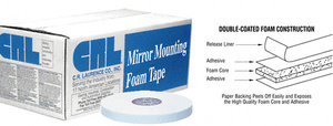 CRL White 1/8" x 1" All-Purpose Foam Mounting Tape