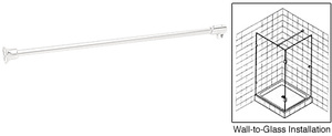 CRL White Frameless Shower Door Fixed Panel Wall-To-Glass Support Bar for 3/8" to 1/2" Thick Glass