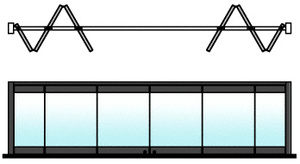 CRL Black Powder Coated 4-Panel Bipart Overhead Track Half Bi-Fold Door Configuration