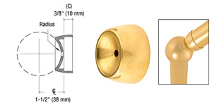 CRL Polished Brass 2-5/8" Ball Type Angle Collar for 1-1/2" Tubing