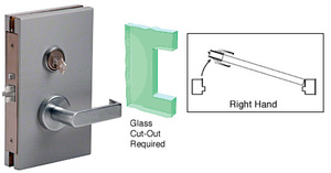 CRL Brushed Stainless 6" x 10" RH Center Lock With Deadlatch in Storeroom Function