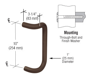 CRL 10" Dark Bronze Solid Offset Pull Handle