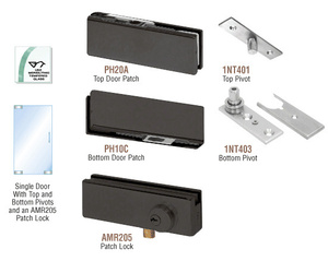 CRL Matte Black North American Patch Door Kit - With Lock