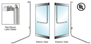 CRL-Blumcraft® Brushed Stainless Right Hand Reverse Rail Mount Keyed Access "D" Exterior, Top Securing Panic Handle