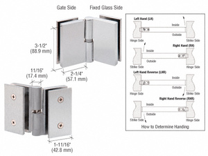 CRL 316 Brushed Stainless Single Acting Right Hand Glass-to-Glass Gate Pivot Hinge