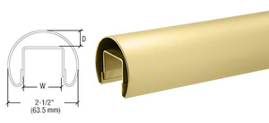 CRL Satin Brass 63.5 mm Premium Cap Rail for 21.52 or 25.52 mm Glass - 3 m Long