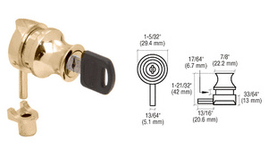 CRL Gold Plated Cylinder Lock for 1/4" Glass Door