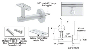 CRL Mill Aluminum Short Arm Malibu Series Wall Mounted Hand Rail Bracket