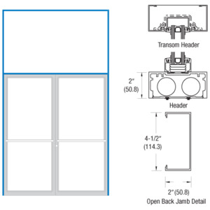 CRL-U.S. Aluminum Clear Anodized 2" x 4-1/2" 451 Series Transom Double Door Frame