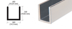CRL Brushed Nickel Frameless Shower Door Aluminum Deep U-Channel for 3/8" Thick Glass - 144"