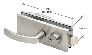 CRL Brushed Stainless Glass Mounted Latch with Lock, Thumbturn, and Lever Handles- North American