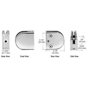 CRL Polished Stainless Z-Series Round Type Flat Base Stainless Steel Clamp for 3/8" Glass