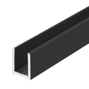 Matte Black 95" (2.49 m) High Profile Aluminum Glazing Channel for 3/8" Glass