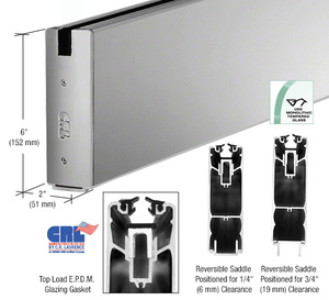 CRL Satin Anodized 6" x 120" Length Square Sidelite Rail