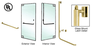 CRL-Blumcraft® Satin Brass Left Hand Reverse Glass Mount Keyed Access "A" Exterior, Top Securing Panic Handle