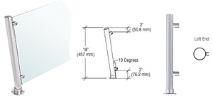 CRL Brushed Stainless 18" High 1-1/2" Round PP46 Contemporary Series Slant Front Counter/Partition Left End Post