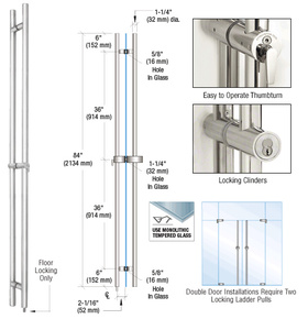 CRL 316 Polished Stainless 84" Locking Ladder Pull