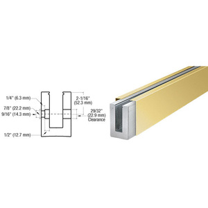  CRL B7S Series Polished Brass Custom Length Square Base Shoe Fascia Mount Drilled for 3/4" Glass