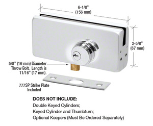 CRL Polished Stainless AMR215 Series Patch Lock