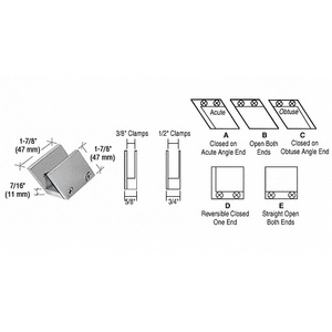 CRL Brushed Nickel 3/8" 52 Degree Slant Open Center Clamp Type "B" Stair and Walkway Railing