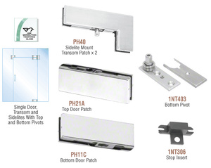 CRL Satin Anodized European Patch Door Kit for Use with Fixed Transom and Two Sidelites - Without Lock