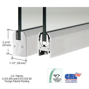 Satin Anodized Low Profile Tapered DRS Door Patch Rail Without Lock for 1/2" Glass - 8" Length