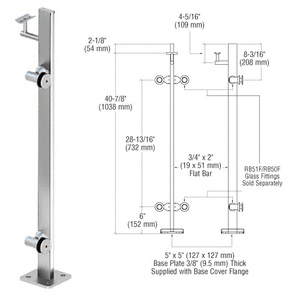 CRL Polished Stainless 42" P3 Series Right Hand End Post Railing Kit