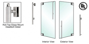 CRL-Blumcraft® Brushed Stainless Right Hand Reverse Roll Top Glass Mount Cylinder/Cylinder 'KS' Exterior Top Securing Deadbolt Handle