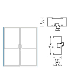 CRL-U.S. Aluminum Clear Anodized Up and Over Open Back Frame for Pair of Doors Offset Hung Using Surface Mount