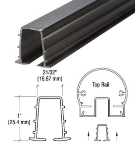 CRL Black Top Rail Glazing Vinyl for 1/4" Monolithic and 5/16" Thick Laminated Glass - 10'