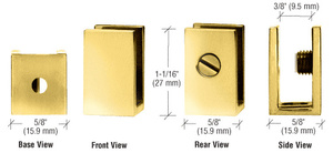CRL Brass Set Screw Clamp for 1/4" to 5/16" Glass