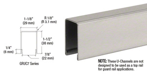 CRL Brushed Stainless U-Channel Cap for 3/4" Glass