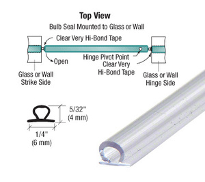 CRL 144" Translucent Vinyl Bulb Seal 5/32" Gap without Pre-Applied Tape