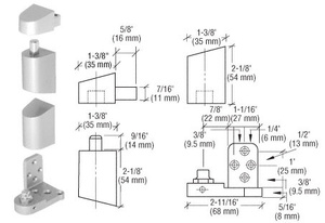 CRL Aluminum Offset Right Hand Pivot Set Flush with Frame Face